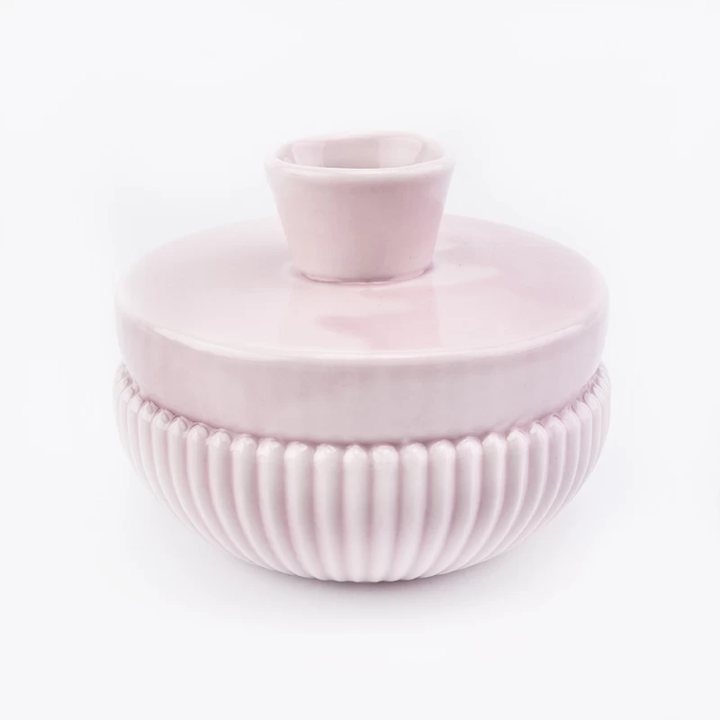 pink striped ceramic scent diffuser bottle