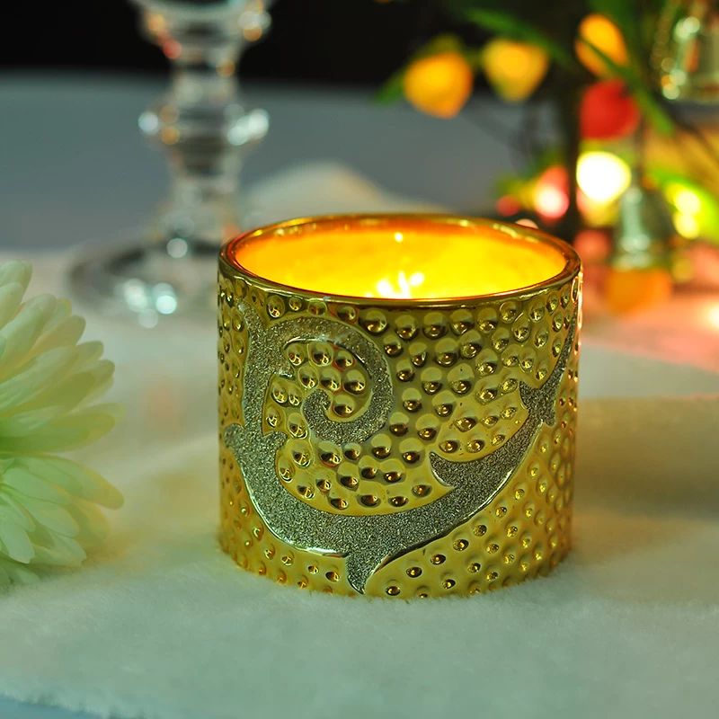 Shining golden ceramic candle holders