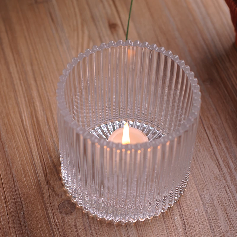 Vertical Stripe Clear Candle Container Wholesale