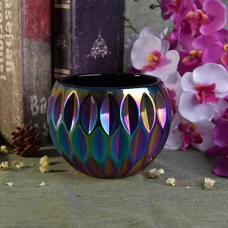 Pearl finish ball shape glass candle holder wholesale