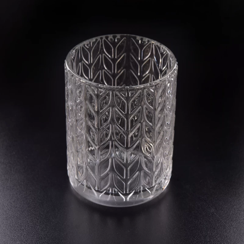 8oz wax filling cylinder glass candle holders with tree design