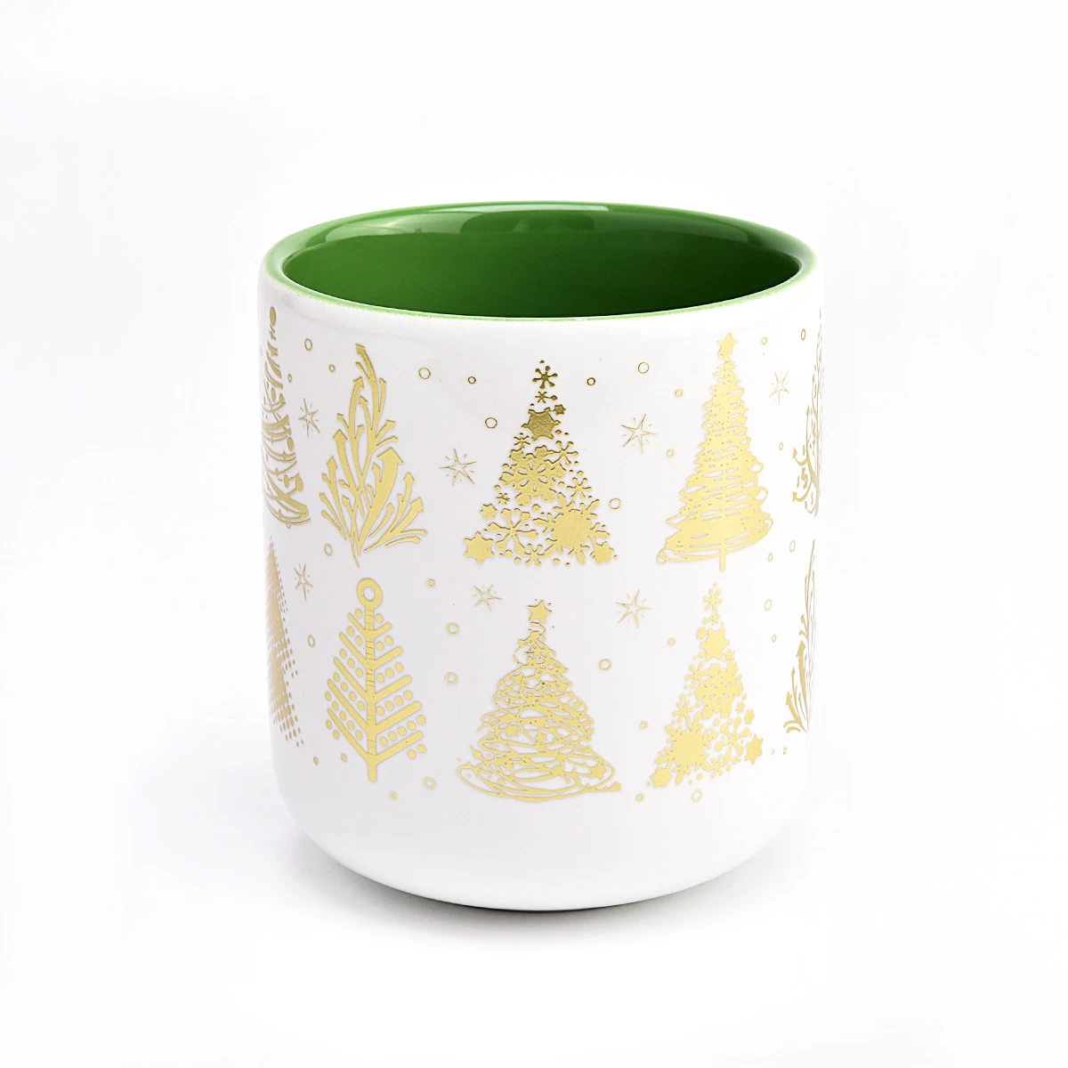 golden pattern ceramic candle vessel for Christmas