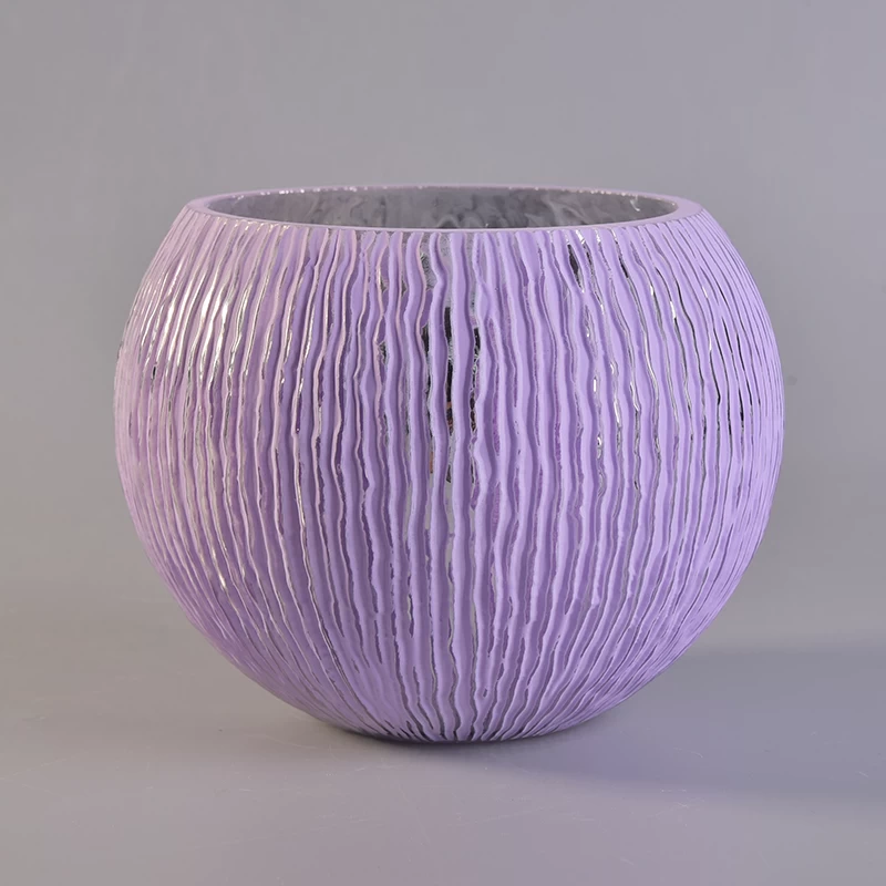 Lavender purple ball shape glass candle holder wholesale
