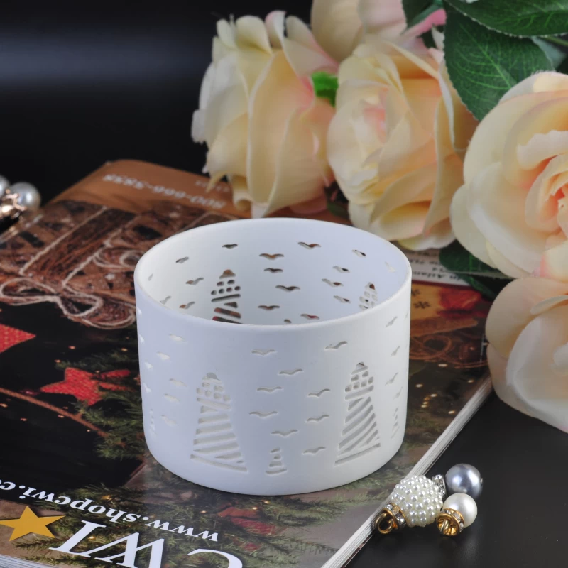 white ceramic house tealight holderx