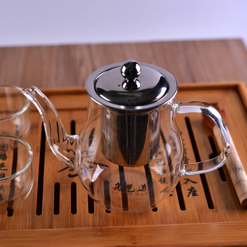 Clear borosilicate glass teapot with stainless filter and lids