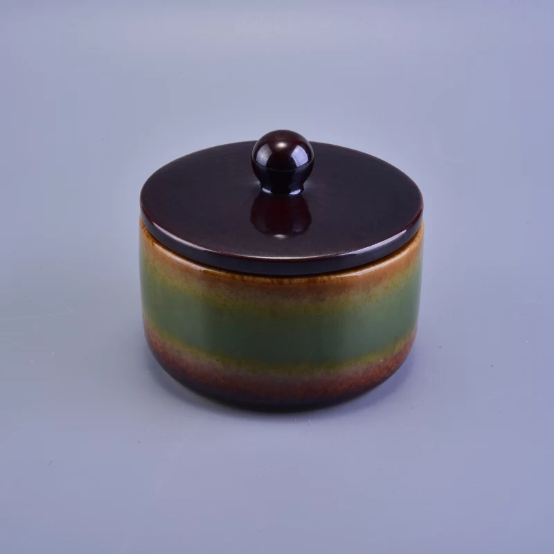 490ml Rainbow Smooth Wedding Decorative Ceramic Candle Holder with Lid