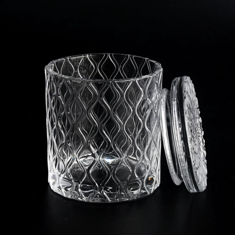 9oz transparent glass candle empty vessels with lid wholesaler