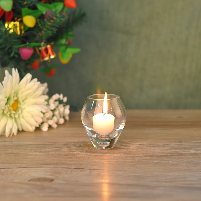 clear candle holder in egg shape