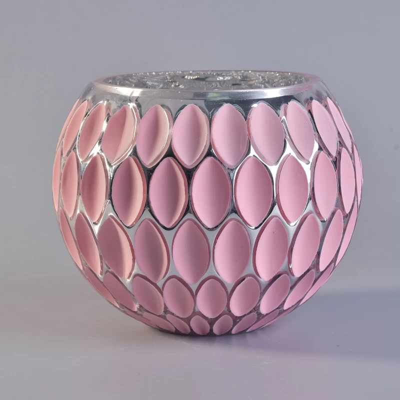 Round pink wholesale mosaic glass candle holders