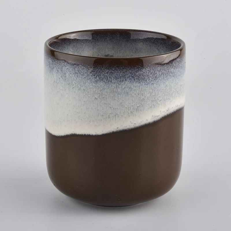 Transmutation glazed ceramic candle vessel 12 oz 