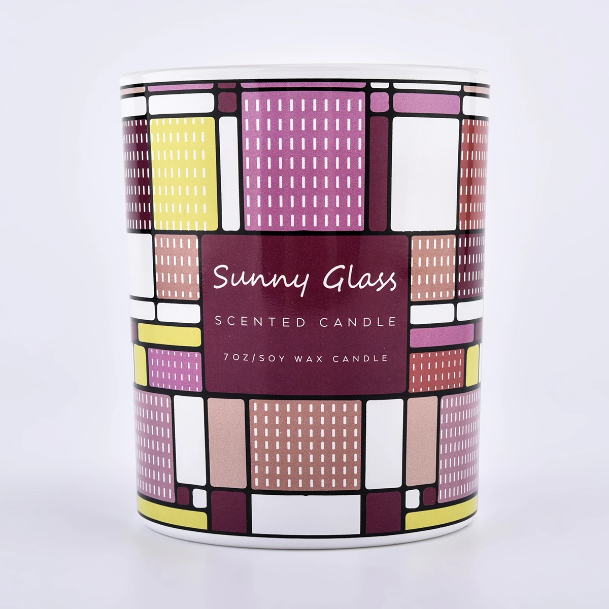 luxury lattice design glass vessel 8oz glass candle jar with home decor