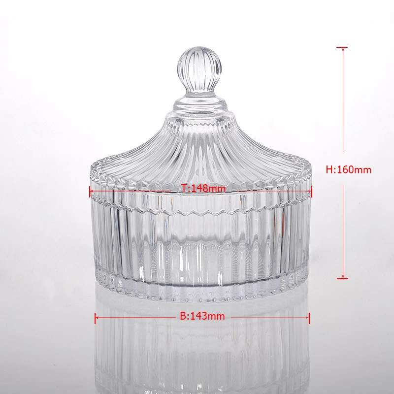 USA hot selling home decor clear vertical stripes glass candle jar 