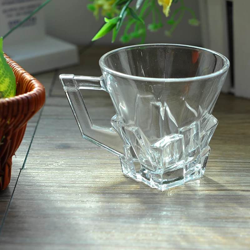 embossed pattern square glass mug