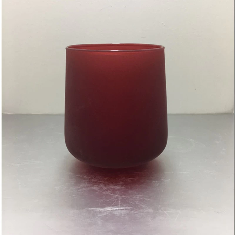 30 oz tumbler red colored glass candle cups holder