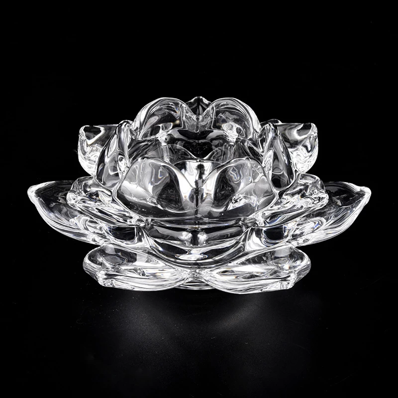 Lotus shaped glass candle holder
