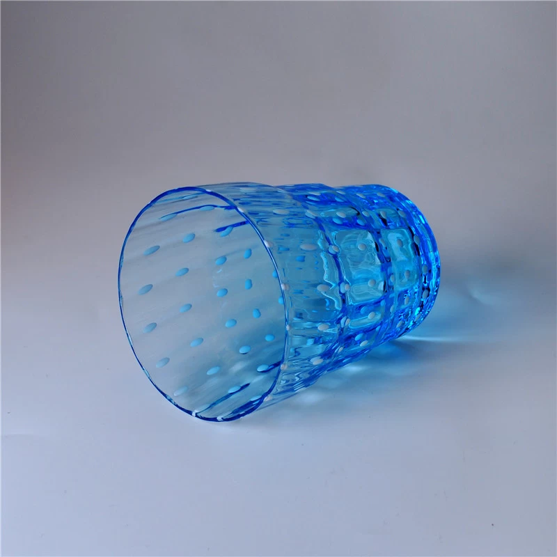 Bule Color Mouth Blown Glass Candle Jar