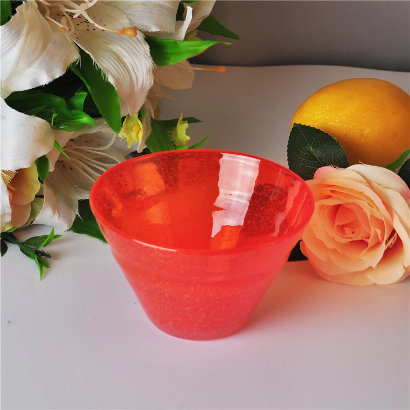 Red solid glass bowl for home decoration