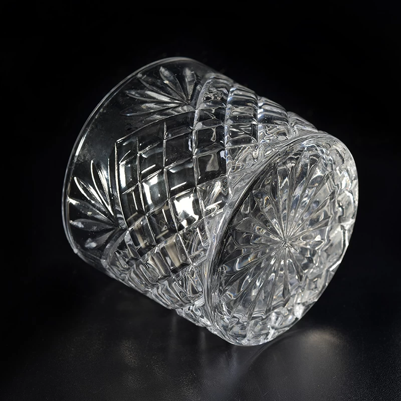 16oz Diamond Clear Glass Candle Holder Home Decor