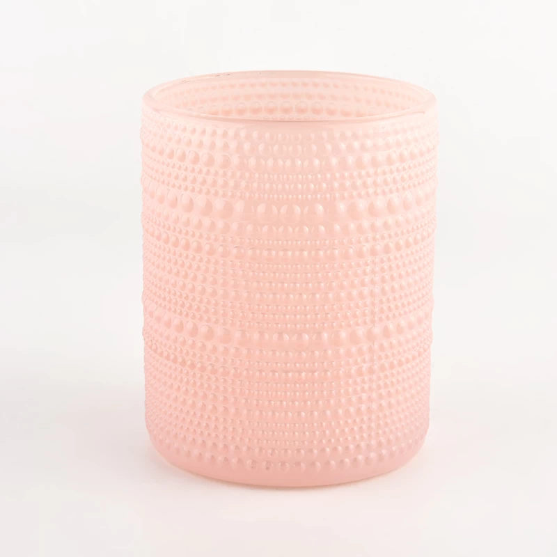 Wholesale large glass candle jar with embossed dot home decor
