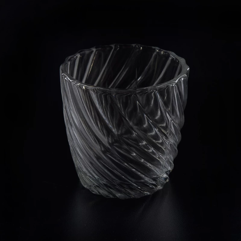 Wholesale custom twisted lines pattern glass candle holder