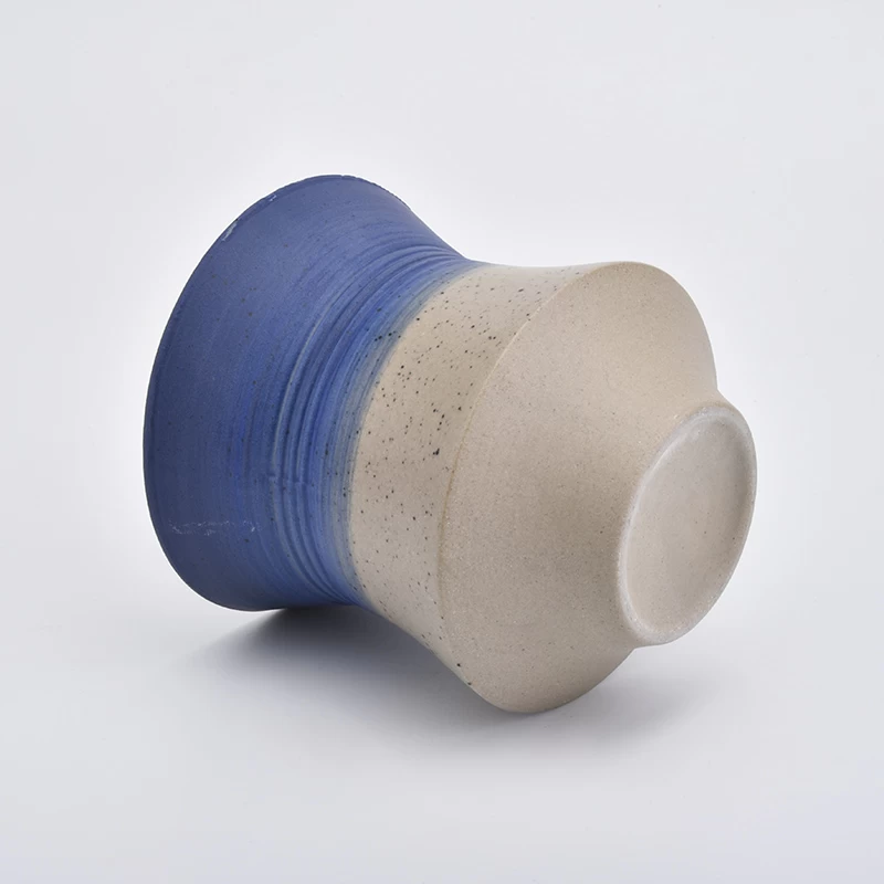 matte blue ceramic candle holders
