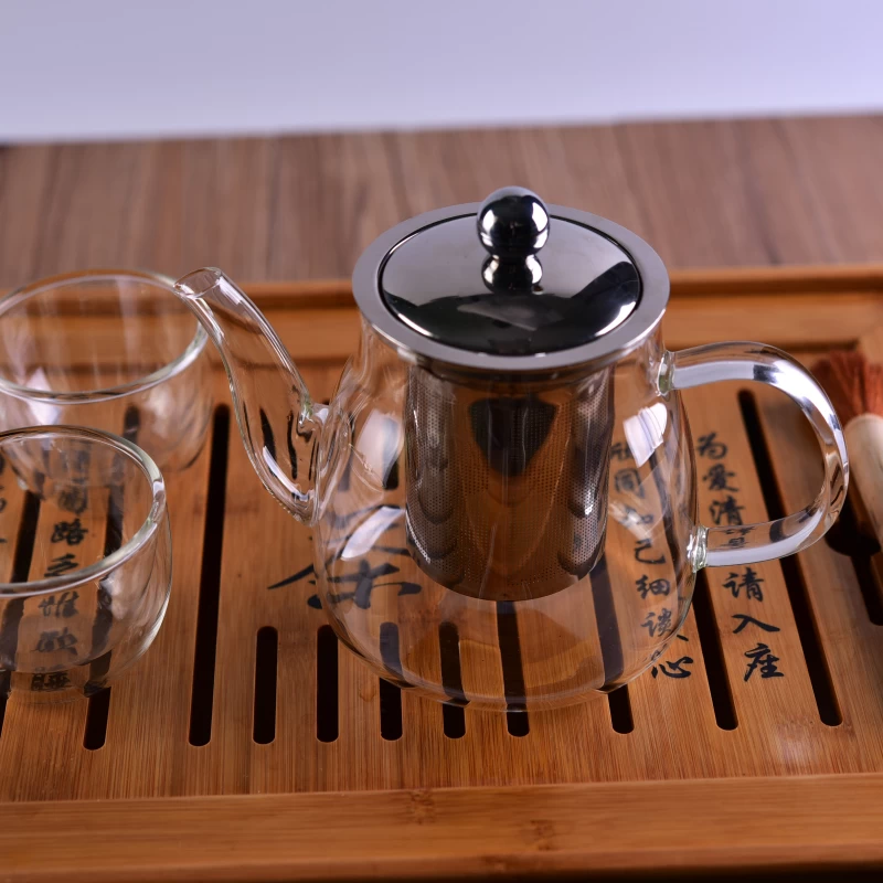 Customized pyrex glass teapot with stainless steel infuser