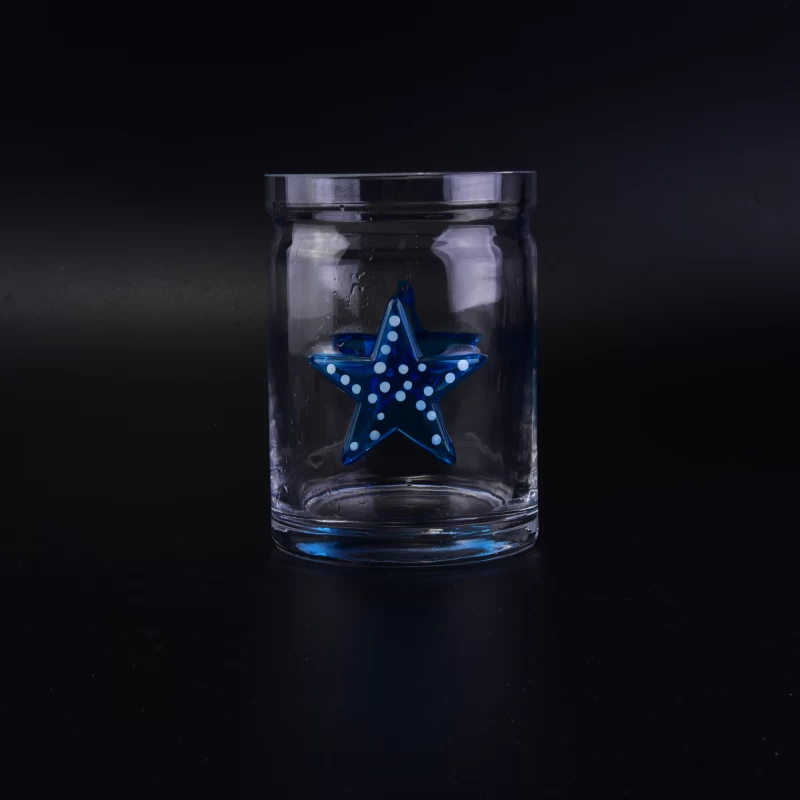clear glass candle holder with star for party, bar