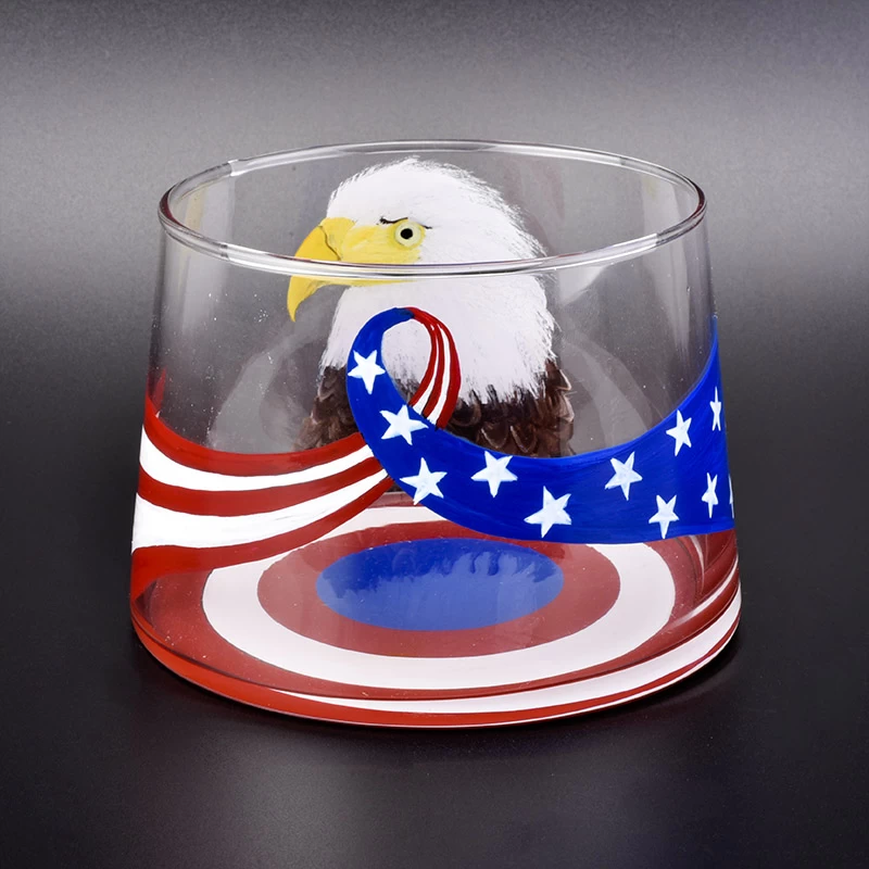 large hand painted eagle picture glass candle jars-Sunny Glassware
