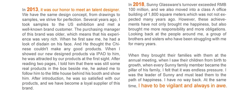 Sunny Glassware Founder Said