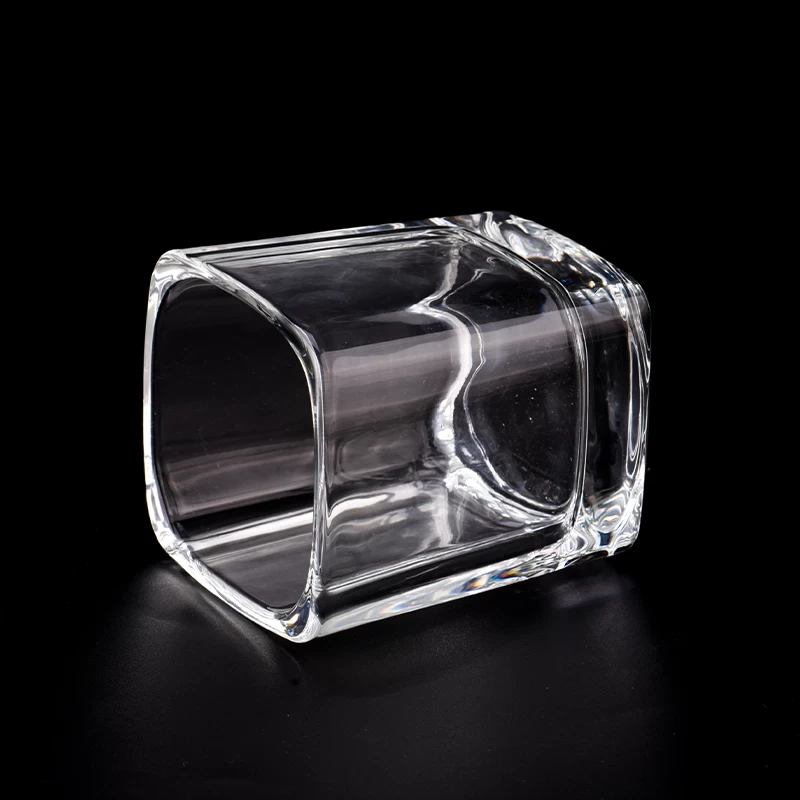 7.5oz clear square glass candle jar