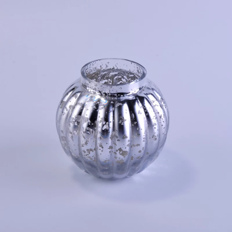 Electroplated Mercury Pumpkin Shaped Glass Candle Holder for Home Decoration