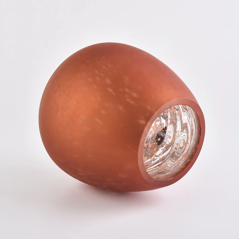 orange mercury egg shape glass candle holder
