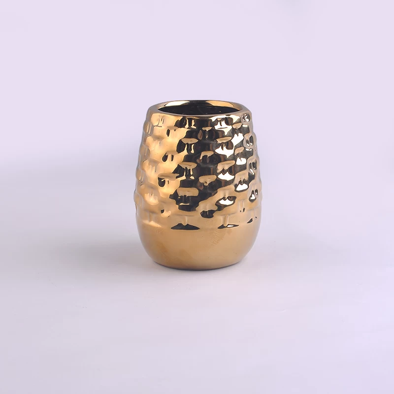Golden plating ceramic candle holders