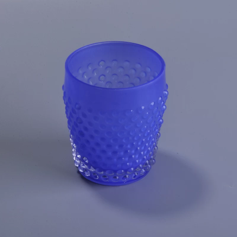 Embossed bubble pattern decorative glass candle holder
