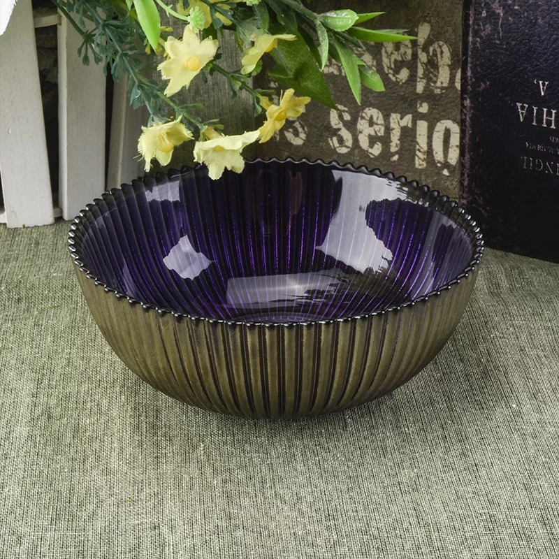 8oz glass candle bowl with purple inside