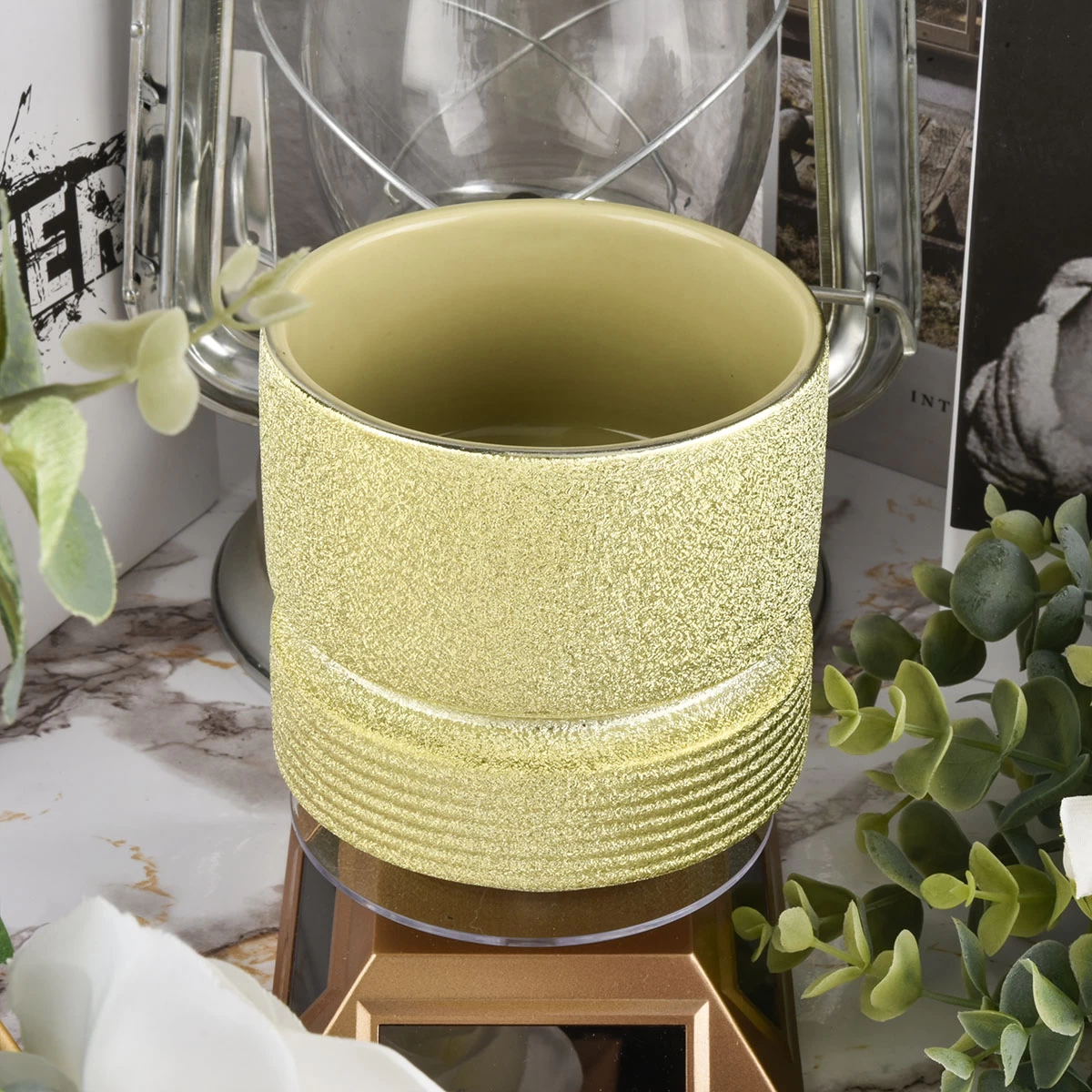 Golden Luxury Ceramic Candle Jarsl For Home Decoration