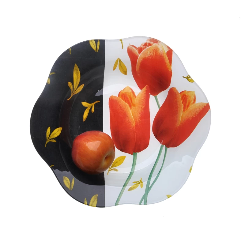 flower fused glass plate supplier