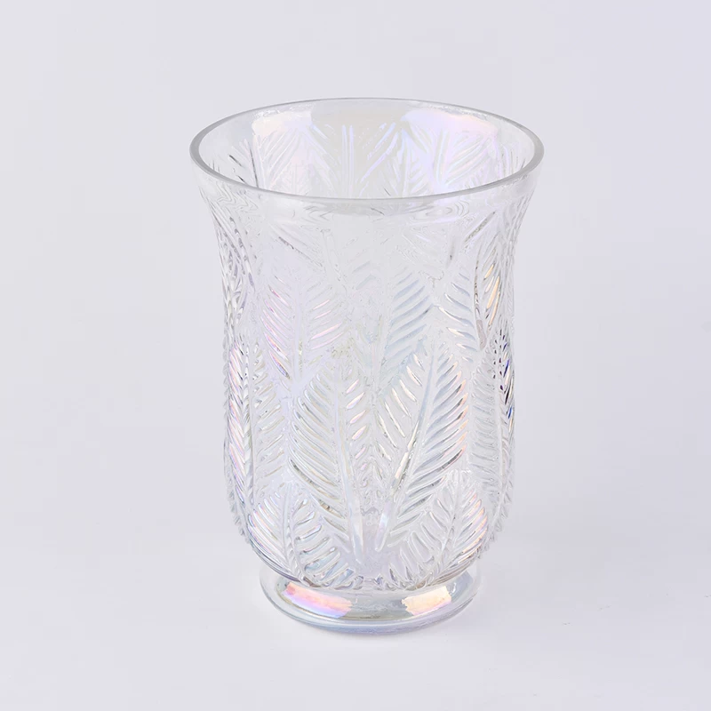 Large pearl white hurricane glass candle holder wholesale