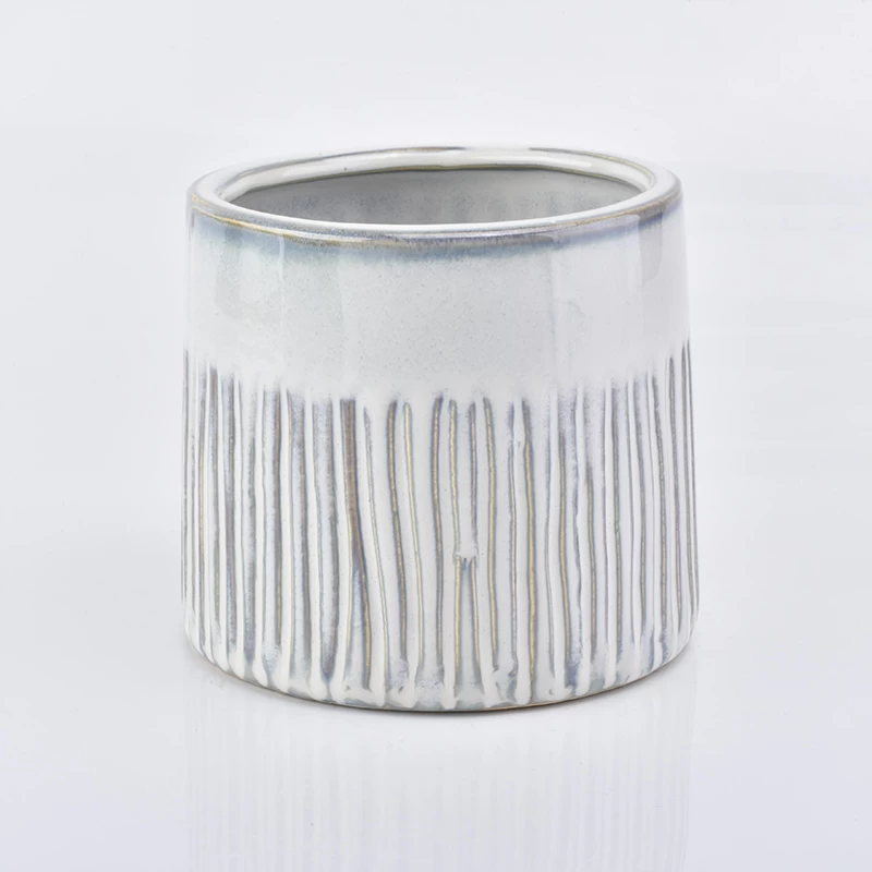 silver shiny glazed ceramic candle container