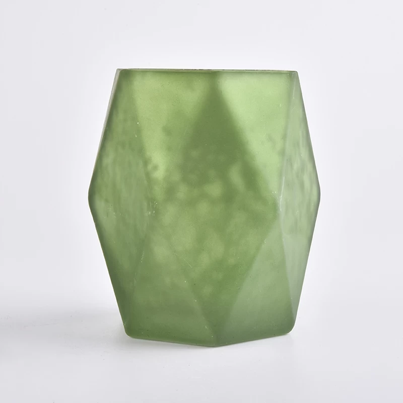 10oz scented wax GEO handmade green candle jars