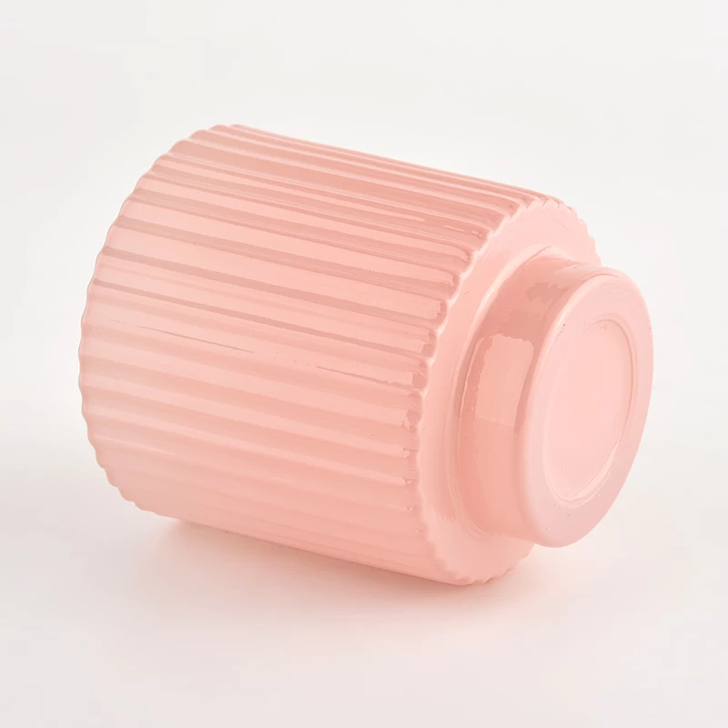 New 4oz 6oz stripe pink glass candle jar for decoration