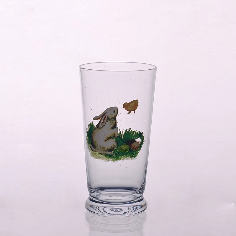 Decal machine blown glass tumbler water cup