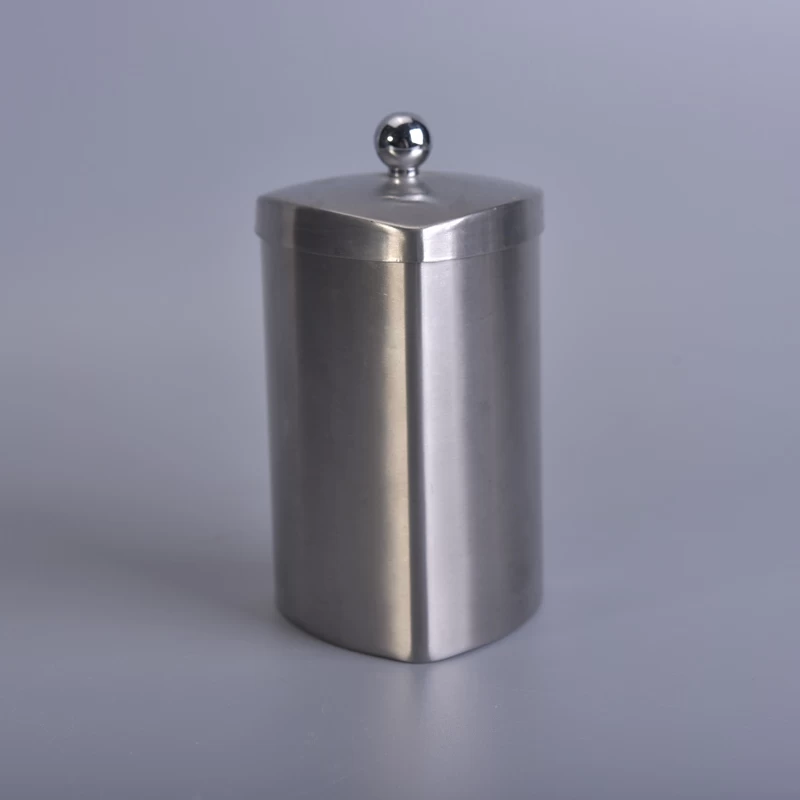 Triangular Prism Shaped Stainless Steel Candle Jar with Pointed Lid