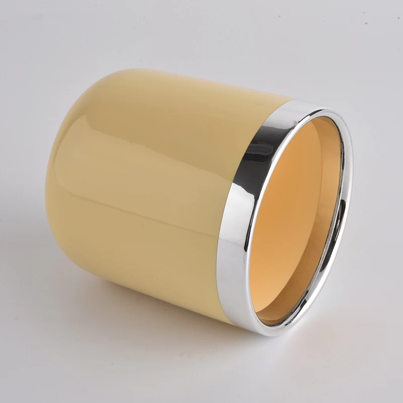 round bottom yellow ceramic candle jar 