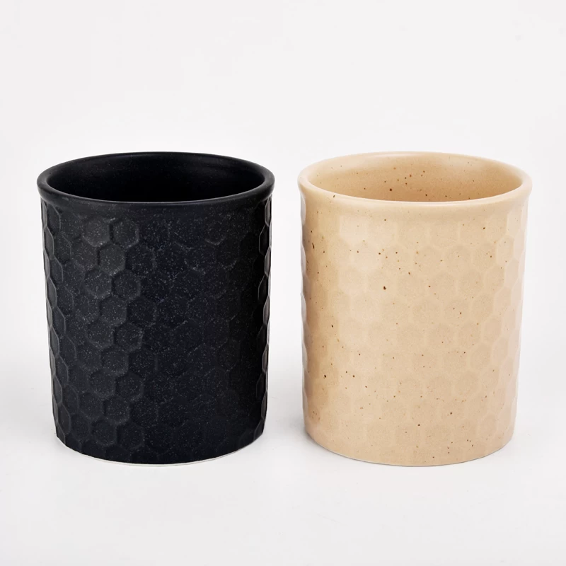 home decor honeycomb embossed ceramic candle holder