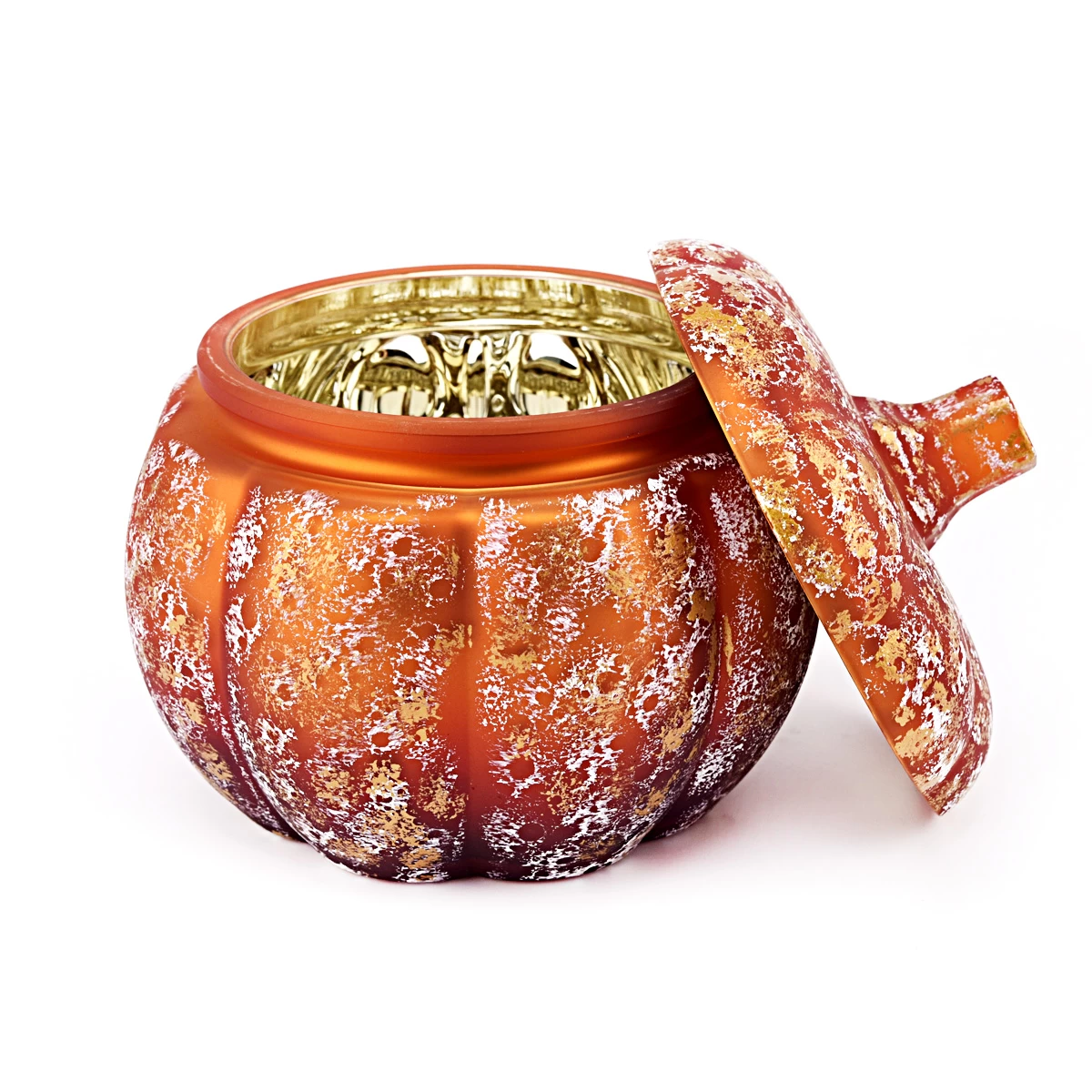 Halloween Orange Pumpkin Shaped Jar for Candle Glass Candy Jar with Lid Pumpkin Glass Candle Jar