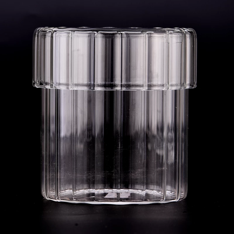 Luxury 18oz clear glass candle jars with glass lids for home decor