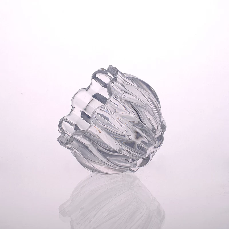 Flower shape clear glass candle holder