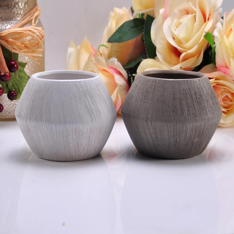 Newly white vintage ceramic candle jar for home decoration