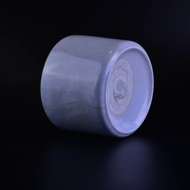 Elegant Cylinder Colored Glaze Ceramic Candle Jar 